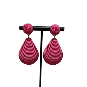 PINK LINEN Handmade Pink Silk Wrapped Earrings.